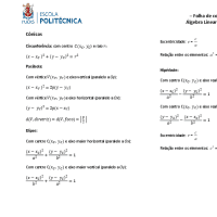 Resumo de cônicas e vetores - fórmulas