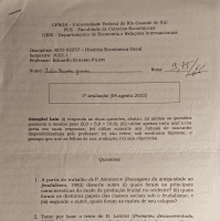 P1 - História Econômica Geral - Ernesto Filippi